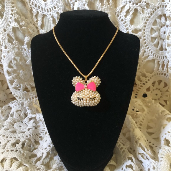 Betsey Johnson Pretty in Pink Bunny Necklace - Picture 2 of 5